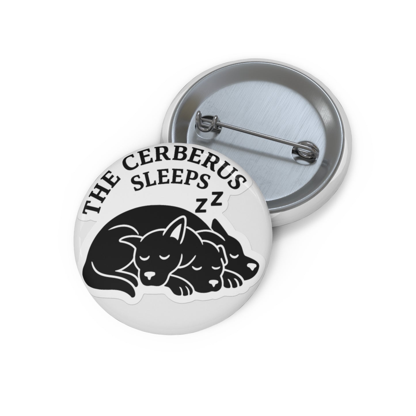 Cerberus currently Sleeps Pin - Mythology-Inspired Dog Lover Accessory, Gothic Pet Owner Gift, Underworld-Inspired Button Badge
