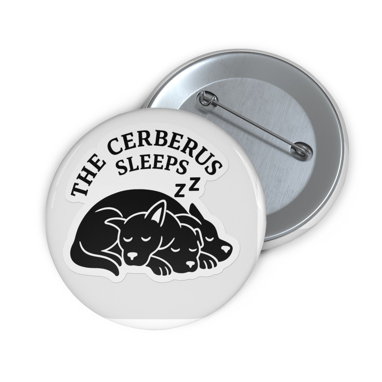 Cerberus currently Sleeps Pin - Mythology-Inspired Dog Lover Accessory, Gothic Pet Owner Gift, Underworld-Inspired Button Badge