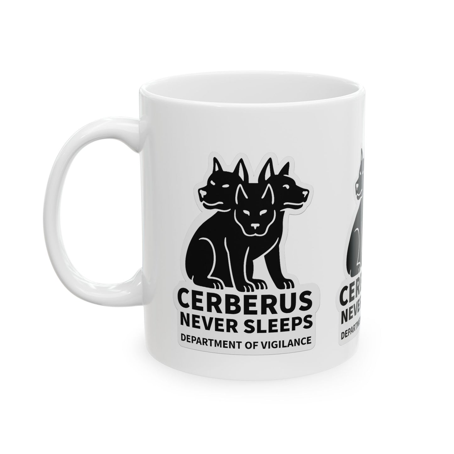 Cerberus Never Sleeps Mug | Department of Vigilance | Charons Intern Across the River 11oz Ceramic