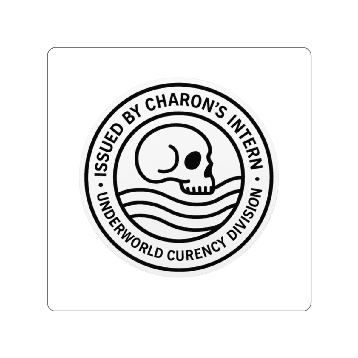 Charon's Intern Die-Cut Stickers | Skull Design | Unique Decals for Laptops, Water Bottles, Gifts, Halloween Decor, Fun Stickers