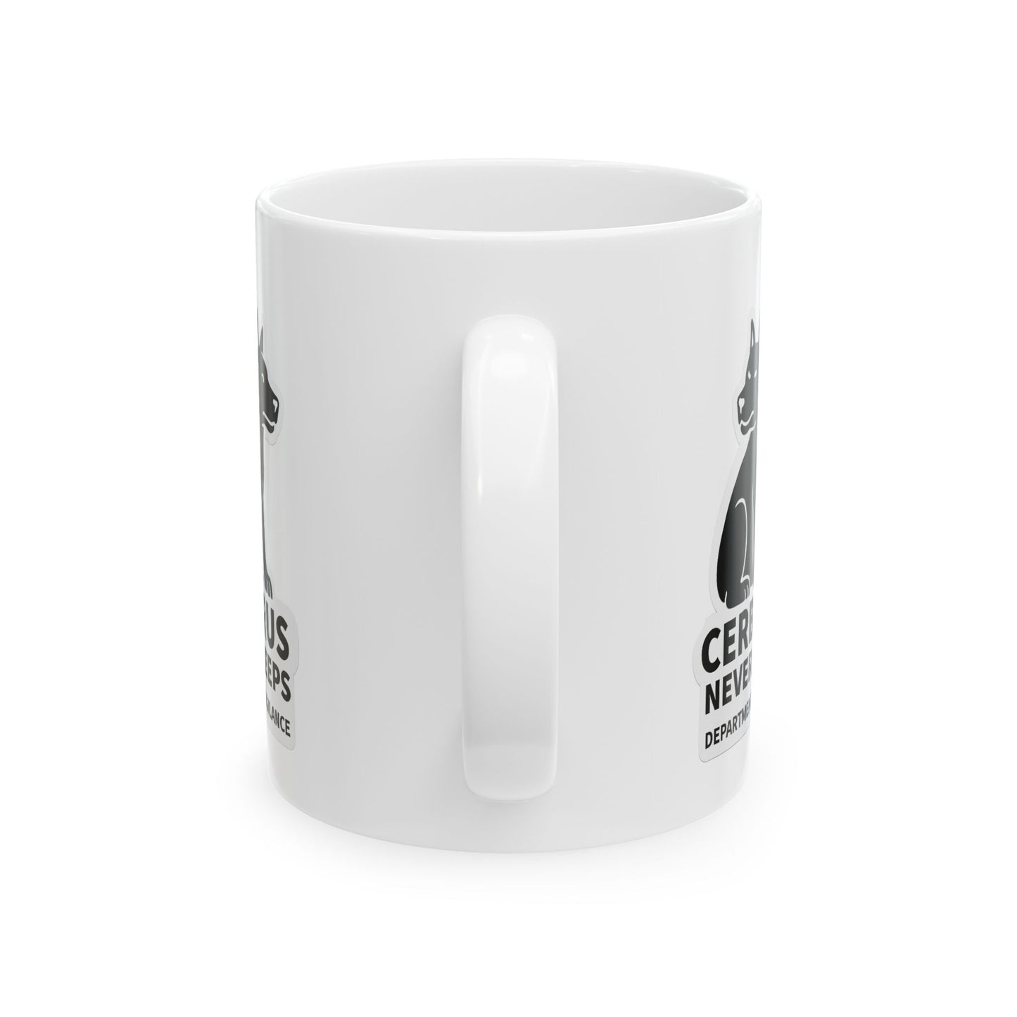 Cerberus Never Sleeps Mug | Department of Vigilance | Charons Intern Across the River 11oz Ceramic