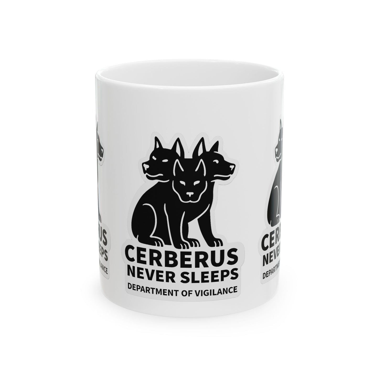 Cerberus Never Sleeps Mug | Department of Vigilance | Charons Intern Across the River 11oz Ceramic