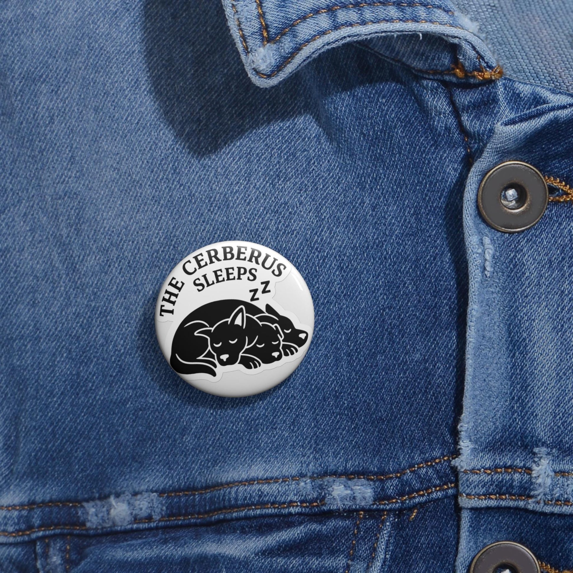 Sleeping Cerberus Pin: Mythology-Inspired Gothic Humor - Dog Lover Gift