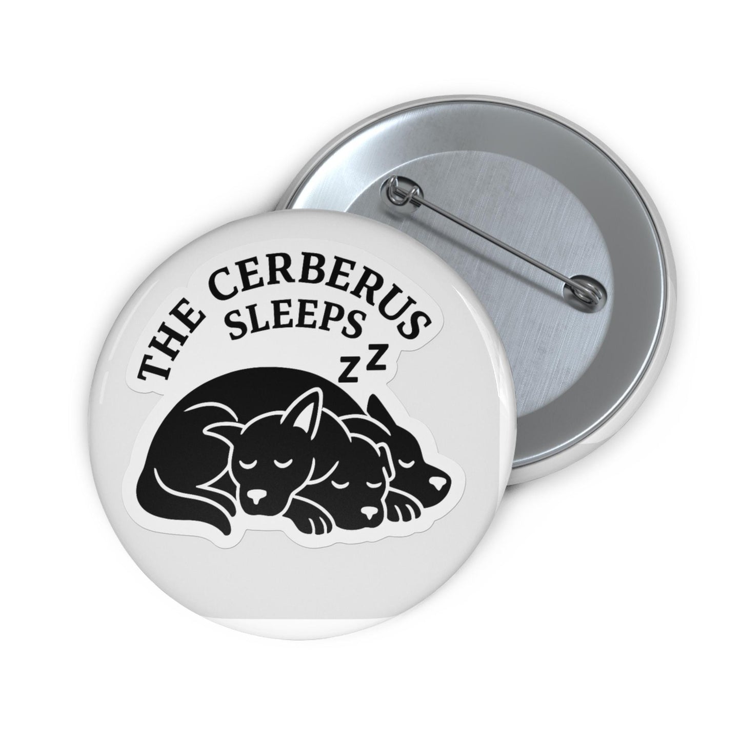 Sleeping Cerberus Pin: Mythology-Inspired Gothic Humor - Dog Lover Gift