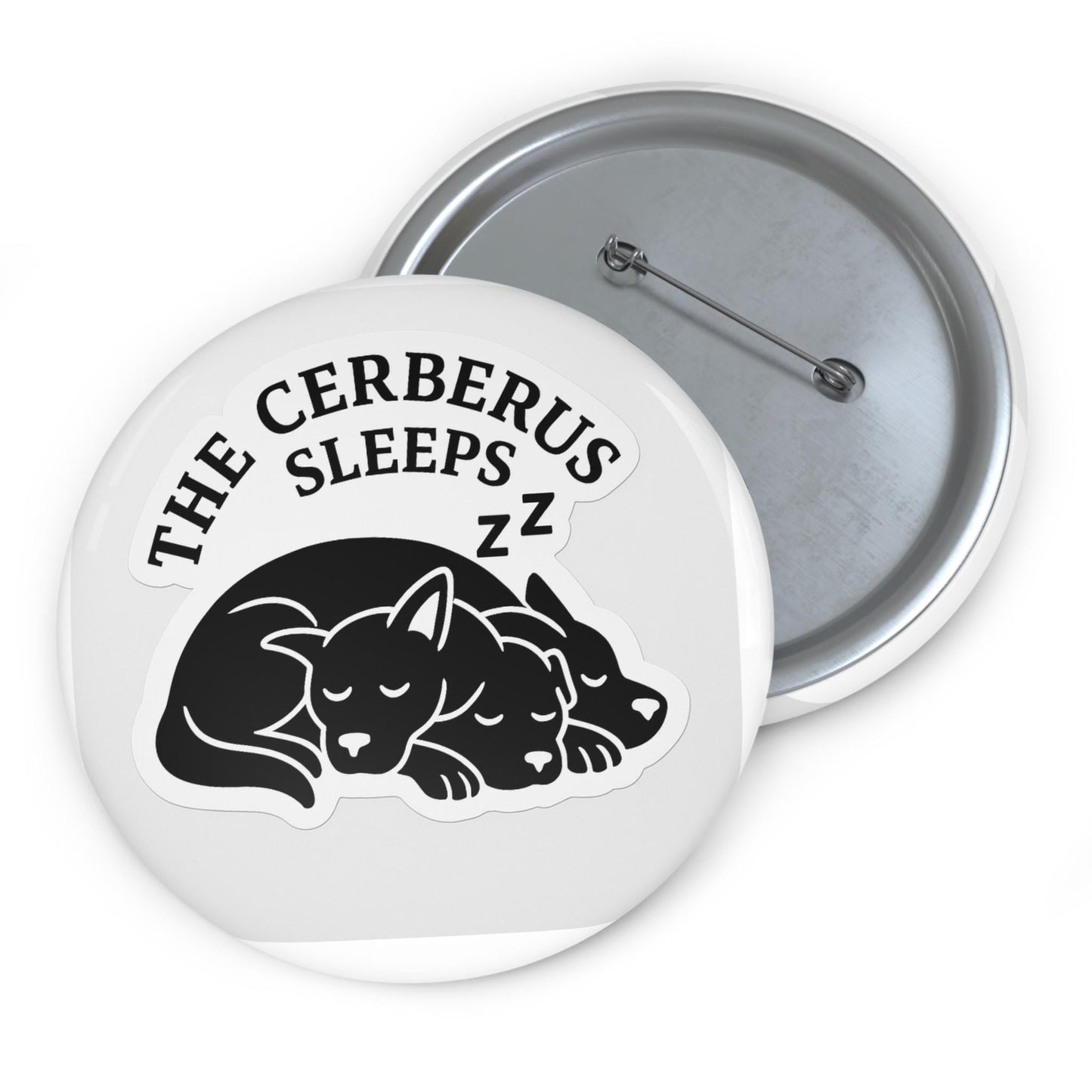 Sleeping Cerberus Pin: Mythology-Inspired Gothic Humor - Dog Lover Gift