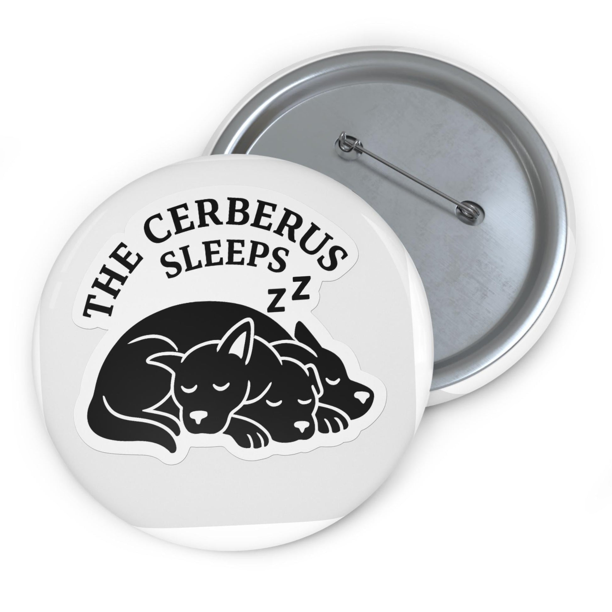 Sleeping Cerberus Pin: Mythology-Inspired Gothic Humor - Dog Lover Gift