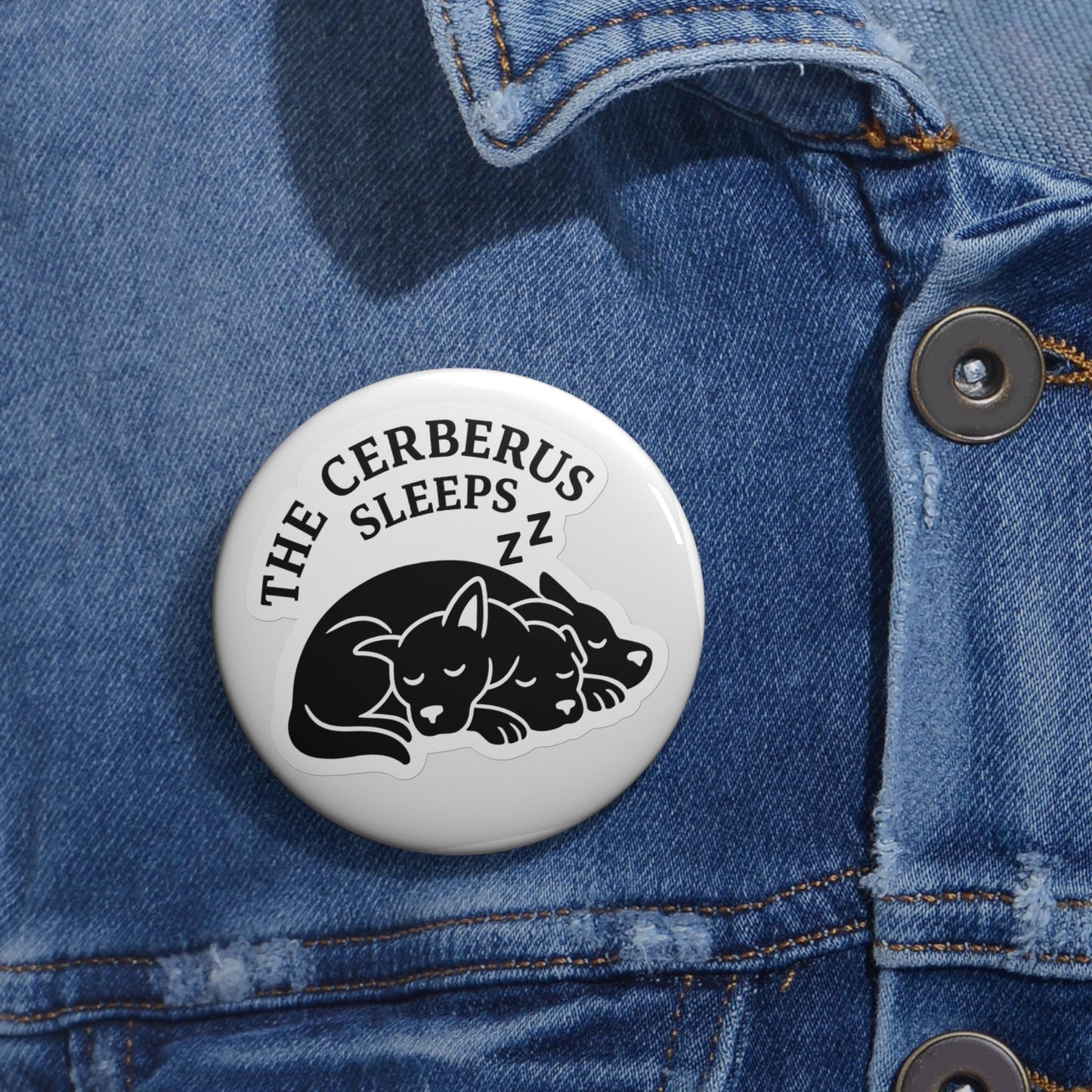 Sleeping Cerberus Pin: Mythology-Inspired Gothic Humor - Dog Lover Gift
