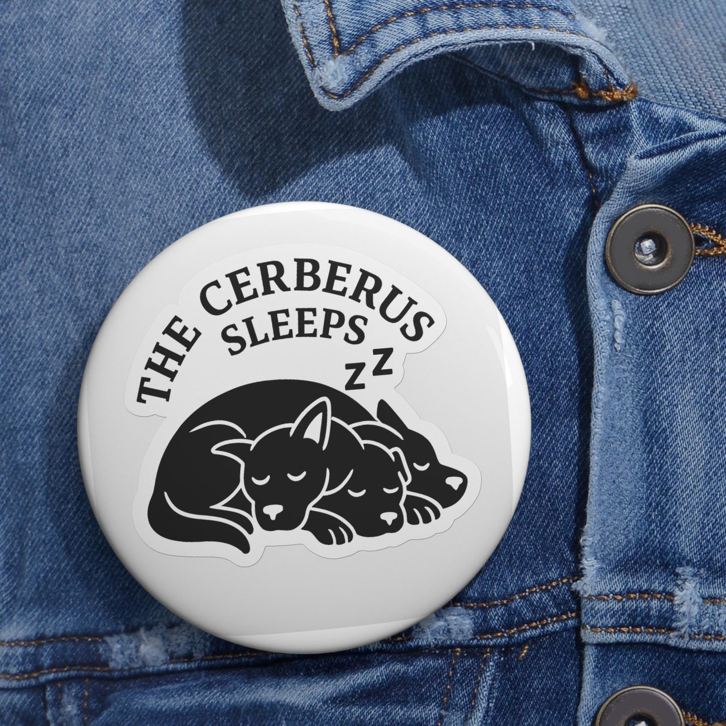 Sleeping Cerberus Pin: Mythology-Inspired Gothic Humor - Dog Lover Gift